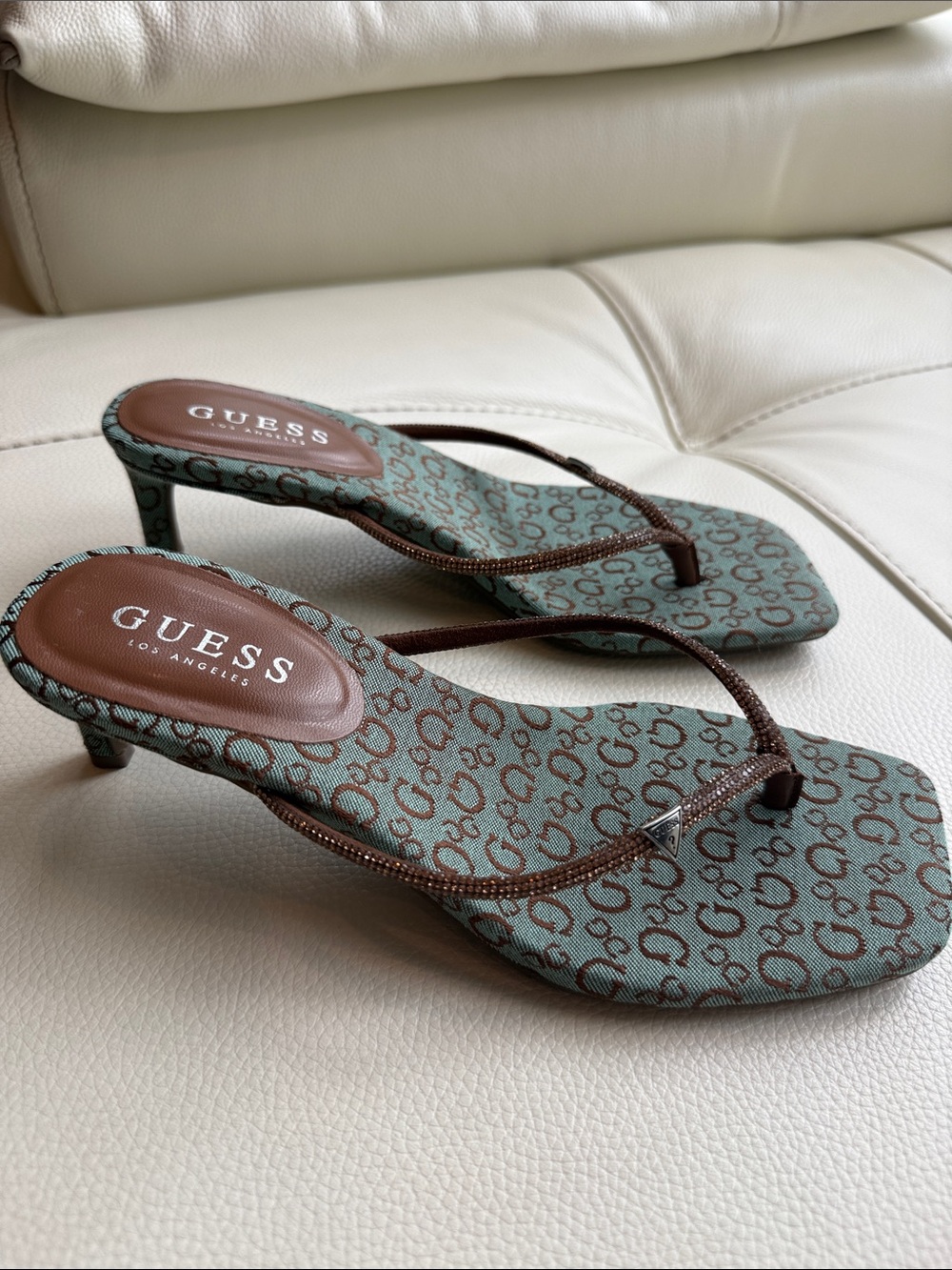 Guess Mayan Rhinestone Thong Strap Heels